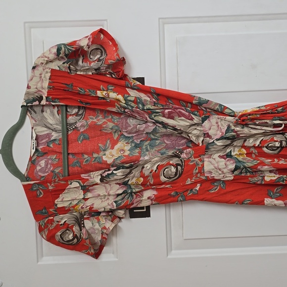 Rolla’s Dancer Coral Red Floral Print Wrap Dress size - Picture 3 of 12